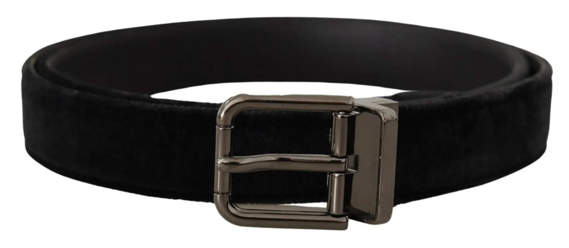 Elegant Black Leather Belt with Silver Tone Buckle sold by Louxly