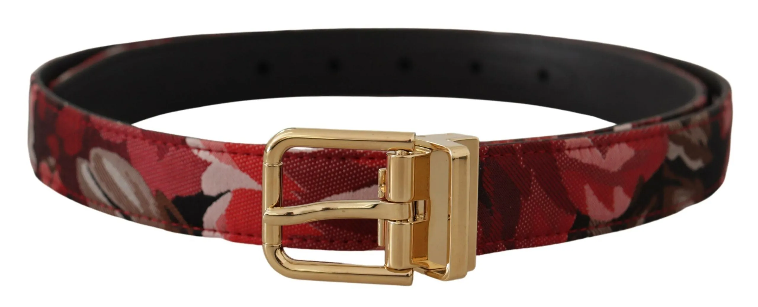 Red Multicolor Leather Belt with Gold-Tone Buckle sold by Louxly product image thumbnail 3