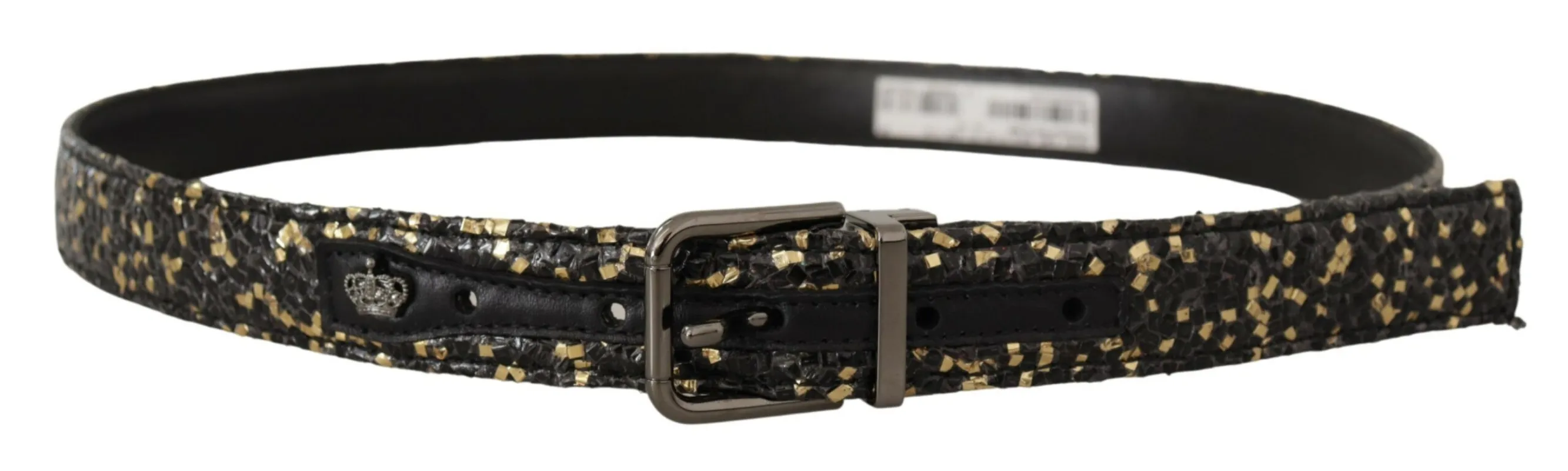 Elegant Italian Leather Belt with Crown Detail made by Louxly