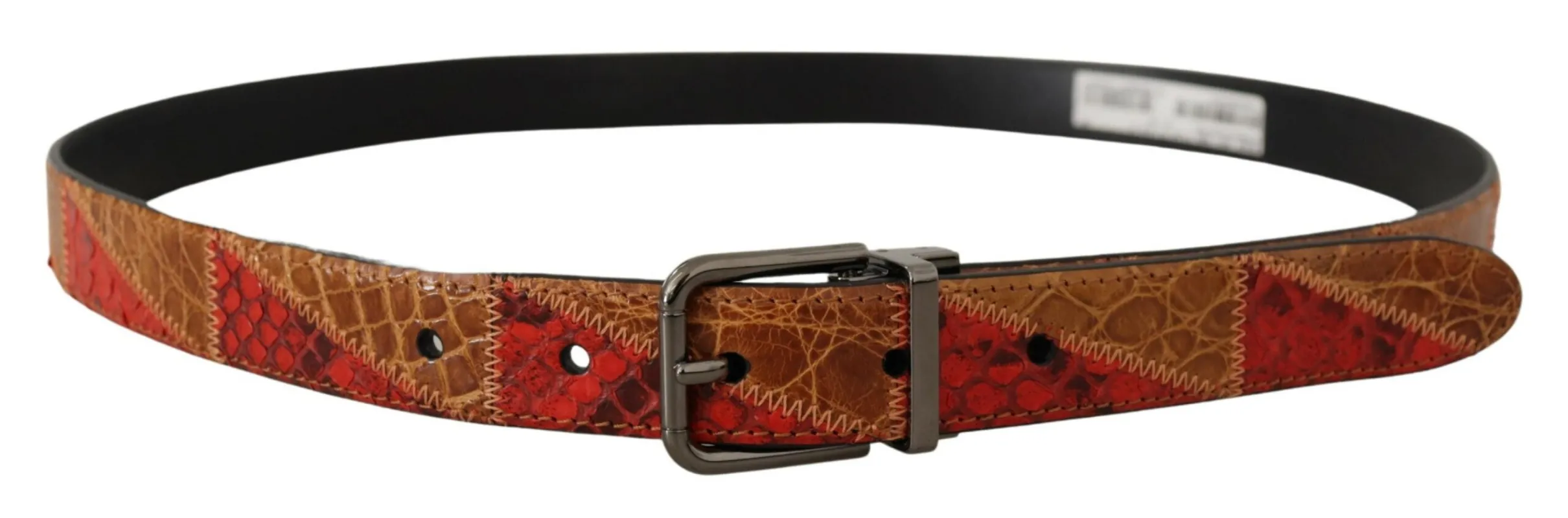 Elegant Two-Tone Snakeskin Leather Belt sold by Louxly