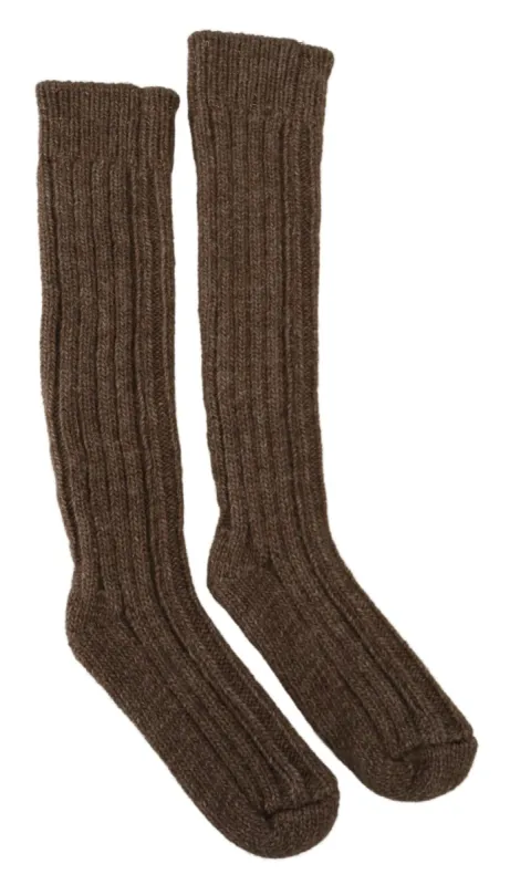 Chic Brown Wool Blend Over-Calf Socks sold by Louxly