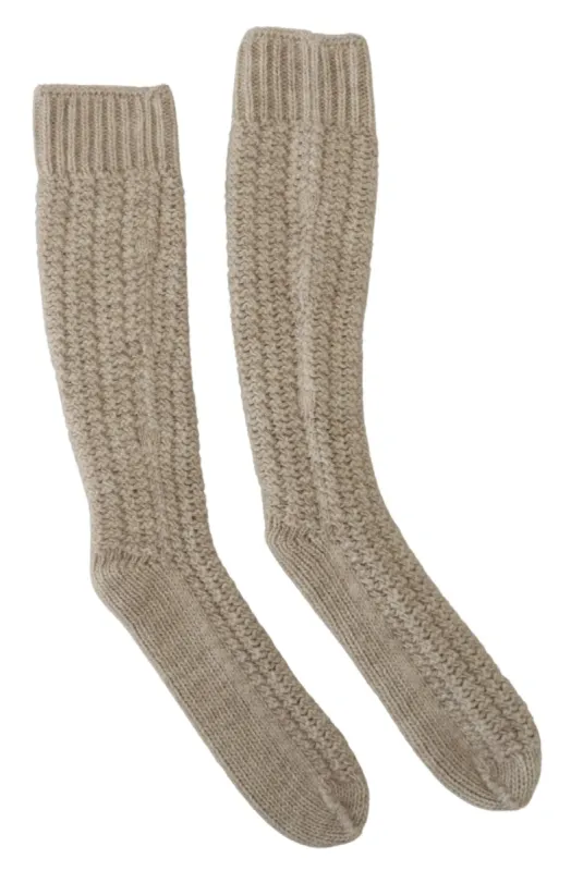 Chic Beige Wool Blend Over-the-Calf Socks sold by Louxly