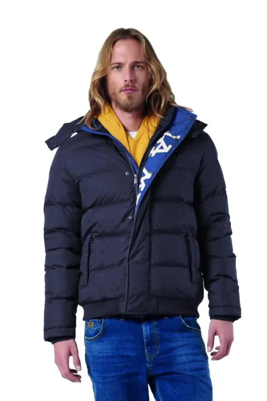 Elegant Sports Jacket with Hood in Navy Blue sold by Louxly