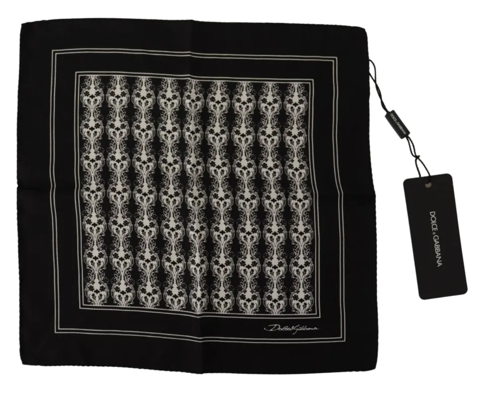 Elegant Black Silk Men's Square Scarf sold by Louxly