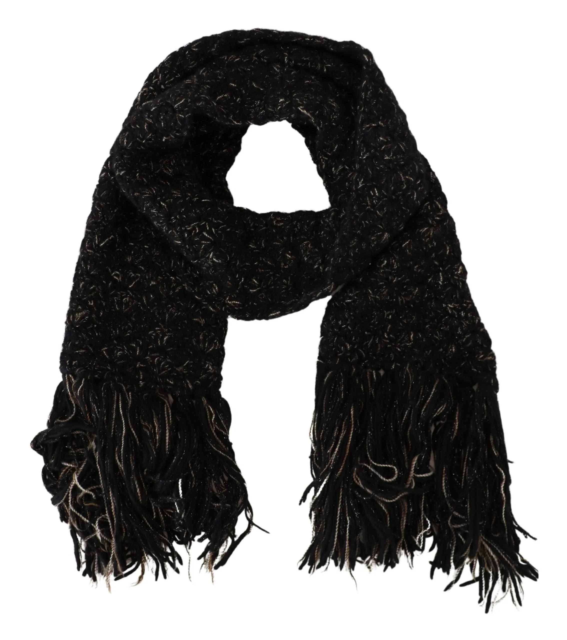 Elegant Virgin Wool Blend Black Scarf sold by Louxly product image thumbnail 2