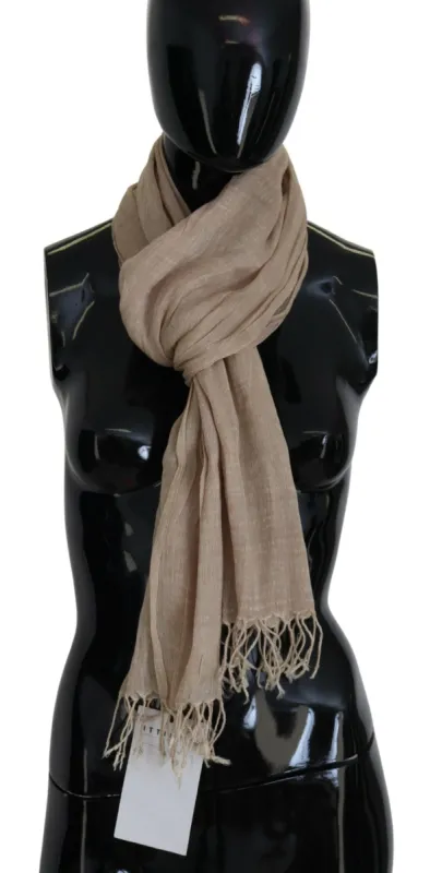Chic Beige Fringed Scarf for Women sold by Louxly