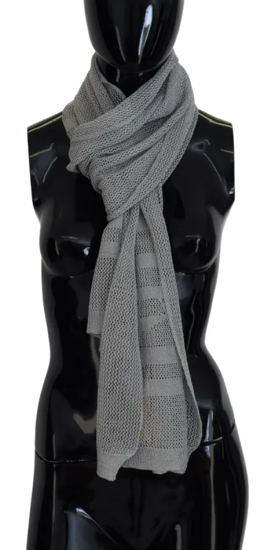 Elegant Gray Knitted Designer Scarf made by John Galliano