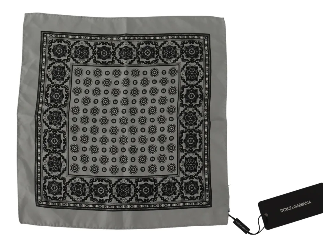 Elegant Grey Silk Square Scarf for Men sold by Louxly