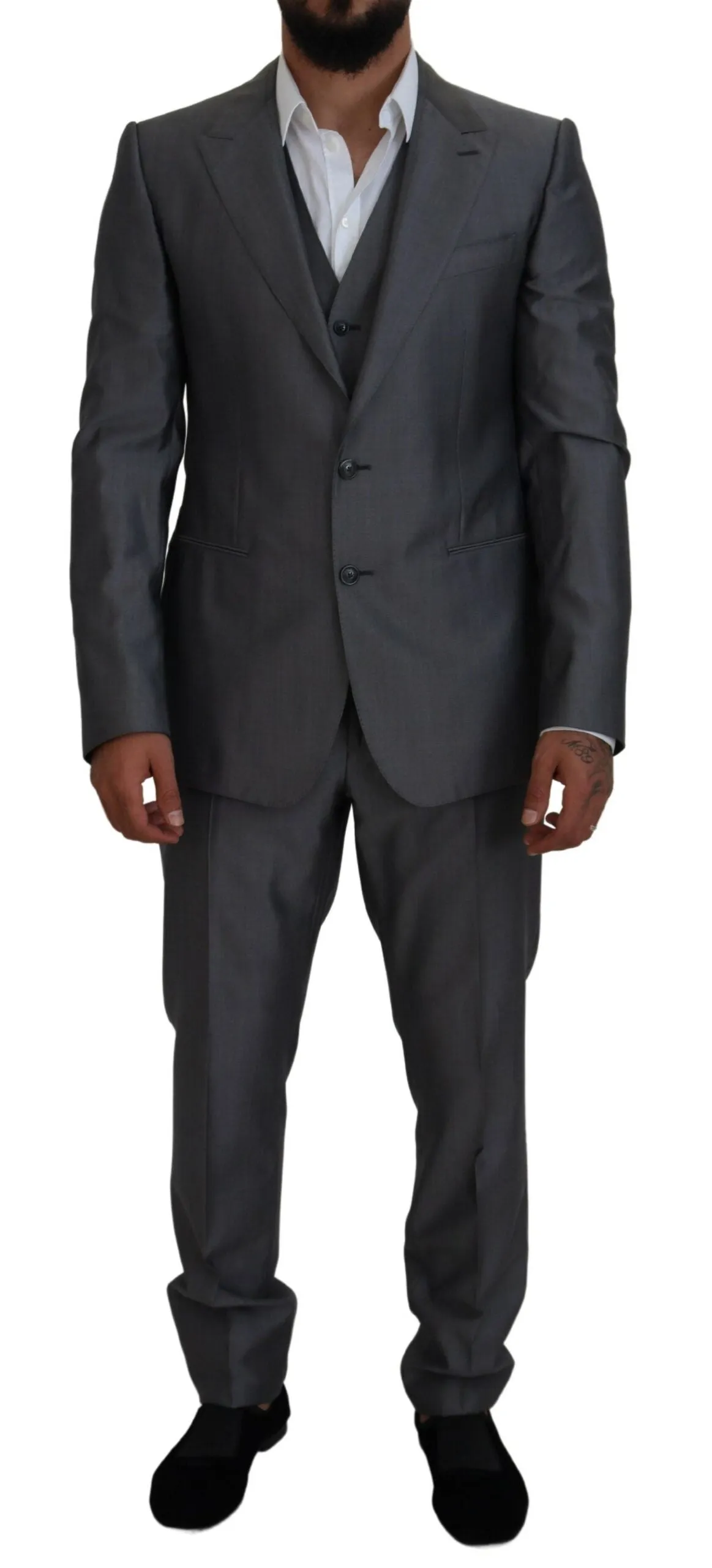Elegant Gray Silver Sicilia Suit Ensemble sold by Louxly
