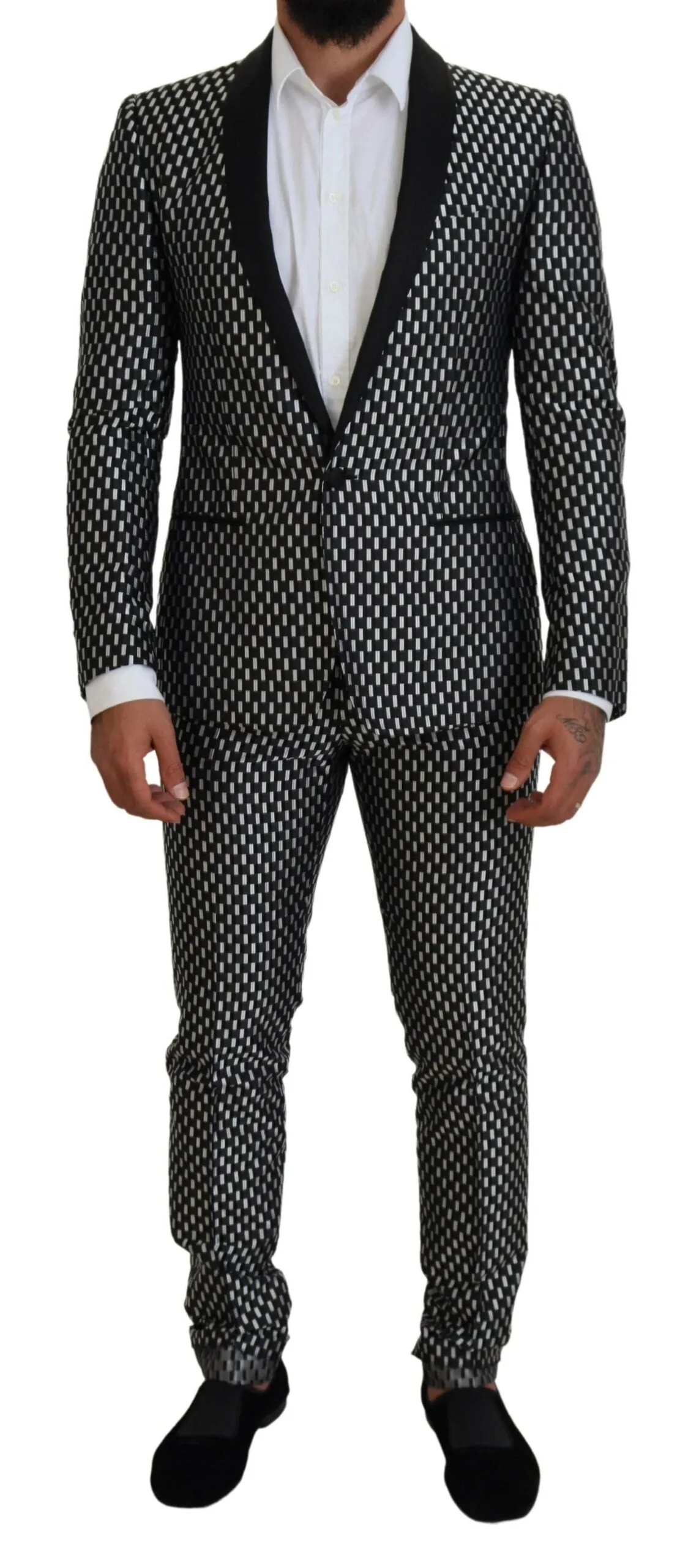 Elegant Black Silk Blend Slim Fit Suit sold by Louxly