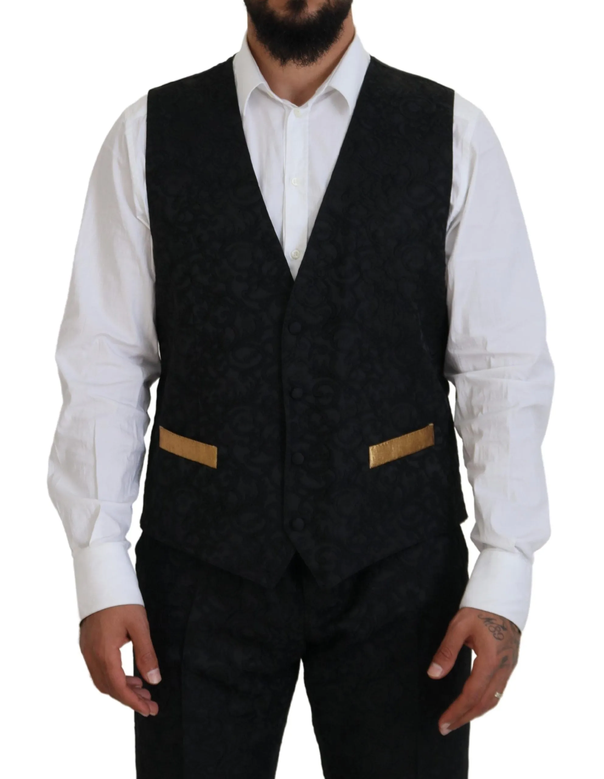 Elegant Black & Gold Slim Fit 3 Piece Suit sold by Louxly product image thumbnail 5