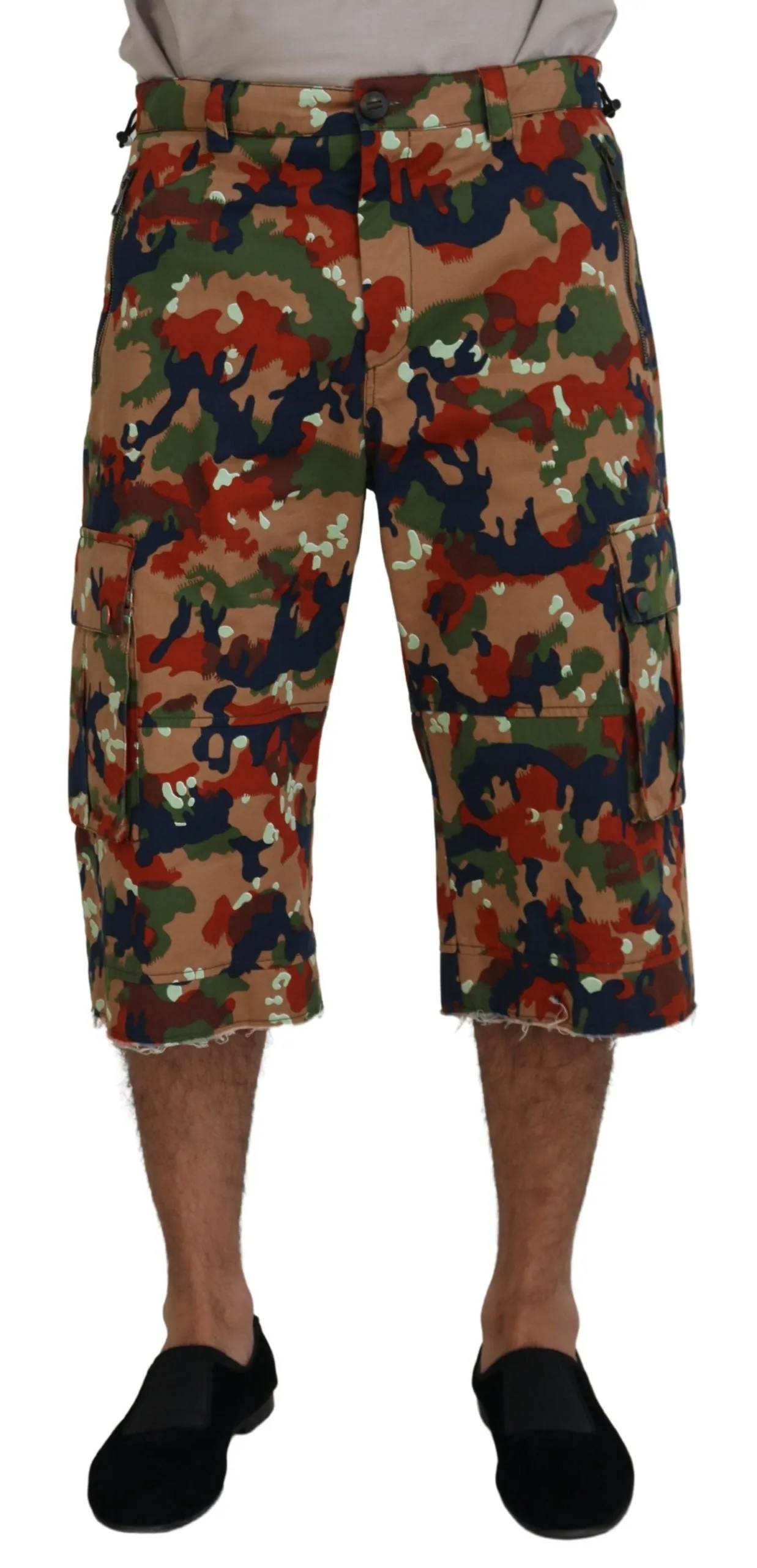 Italian Designer Multicolor Cargo Shorts sold by Louxly