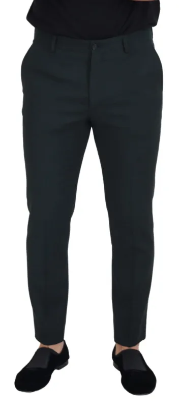 Elegant Blue Virgin Wool Trousers sold by Louxly