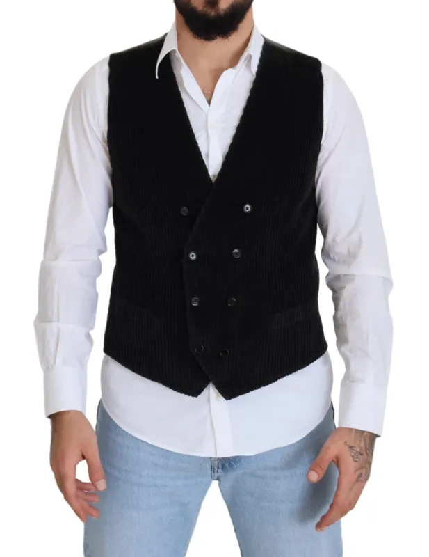 Elegant Black Double Breasted Dress Vest sold by Louxly