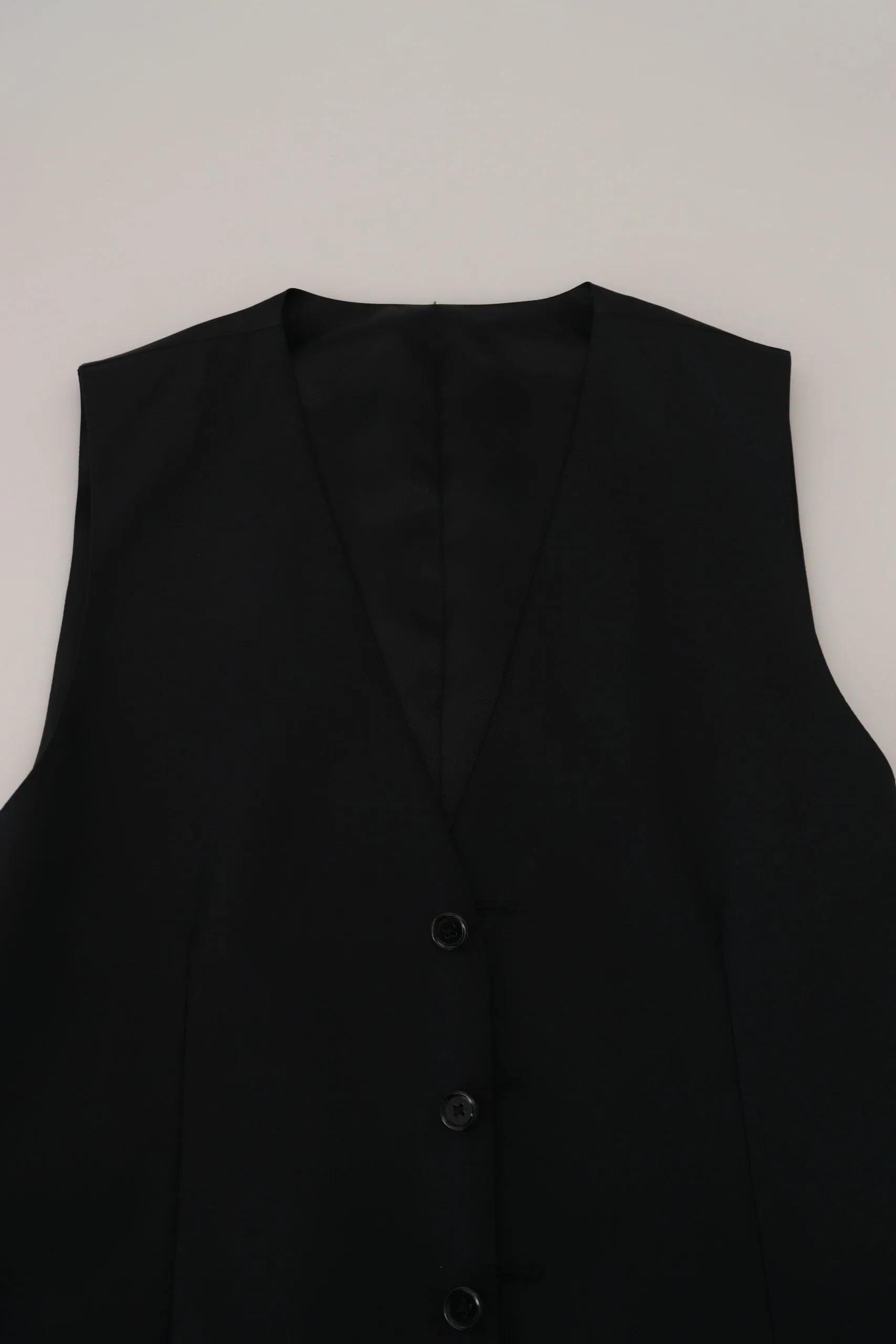 Elegant Black Formal Wool-Silk Dress Vest sold by Louxly product image thumbnail 5