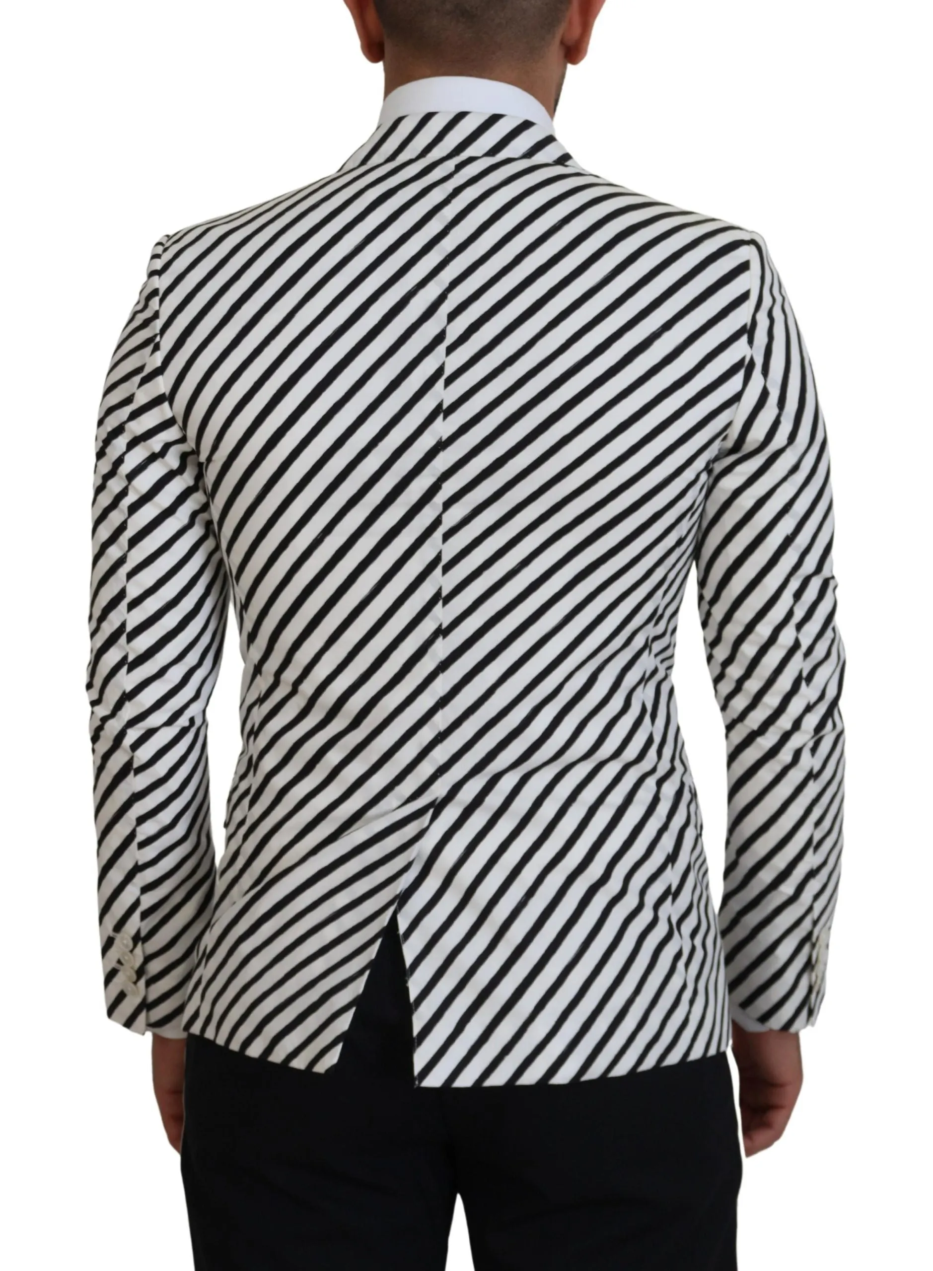 Elegant White Striped Single Breasted Blazer sold by Louxly product image thumbnail 3