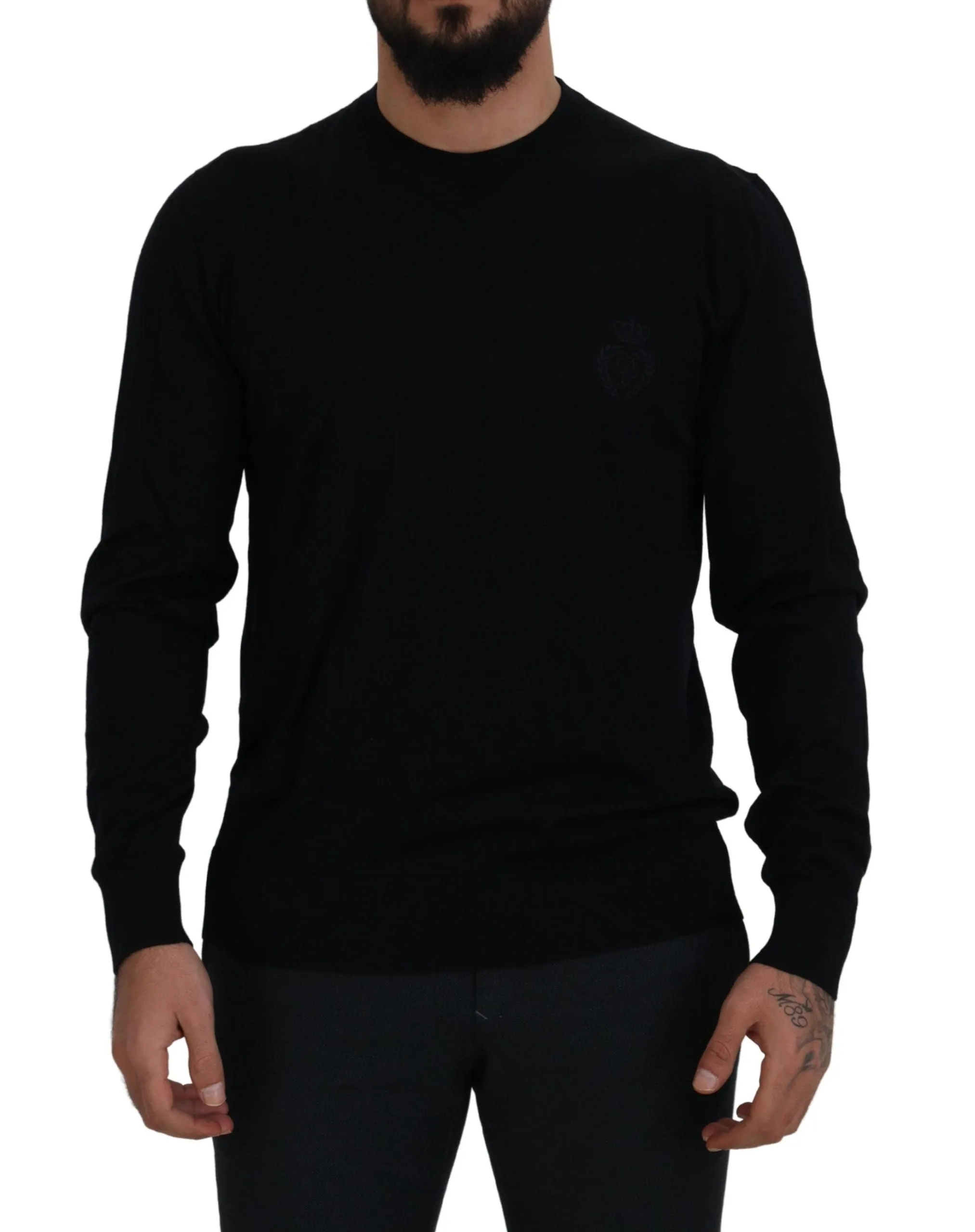 Elegant Black Virgin Wool Pullover Sweater sold by Louxly product image thumbnail 4