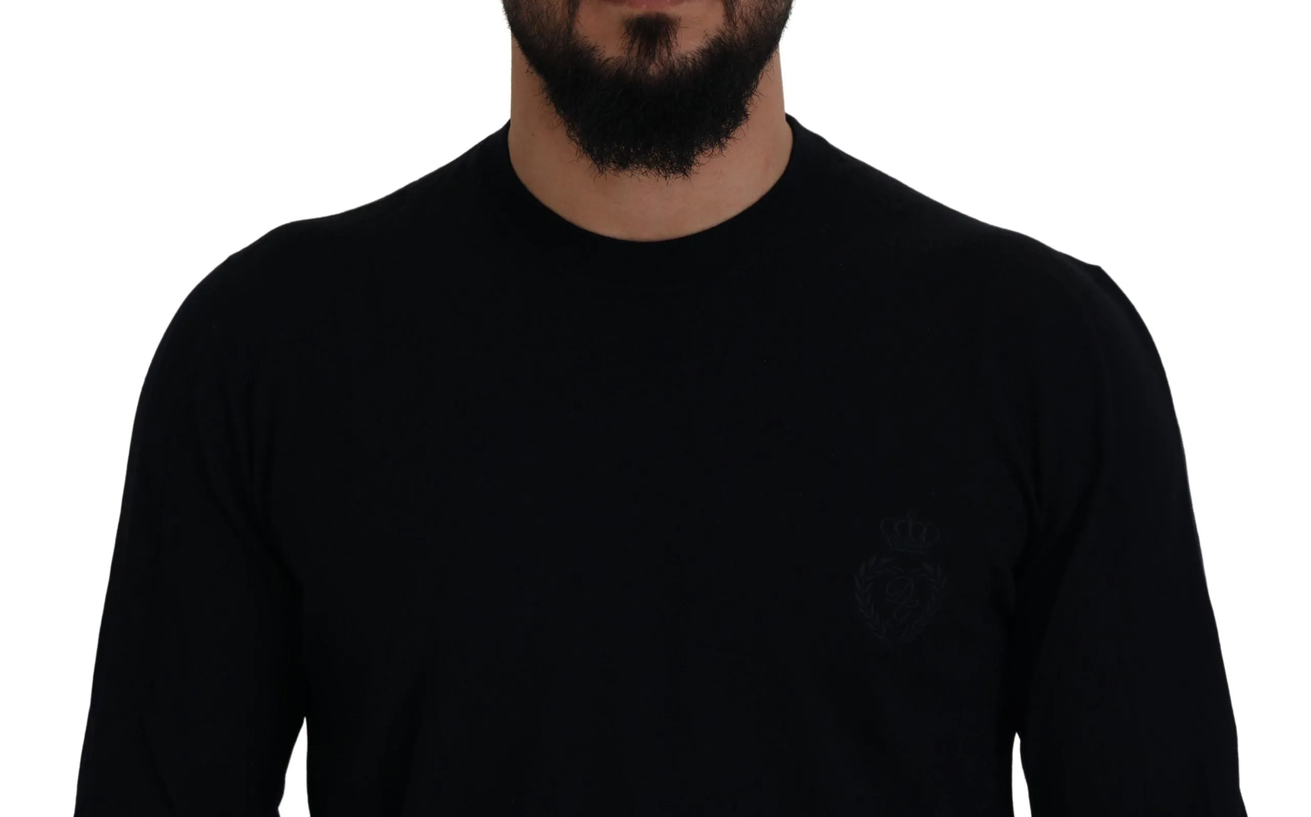 Elegant Black Virgin Wool Pullover Sweater sold by Louxly product image thumbnail 5