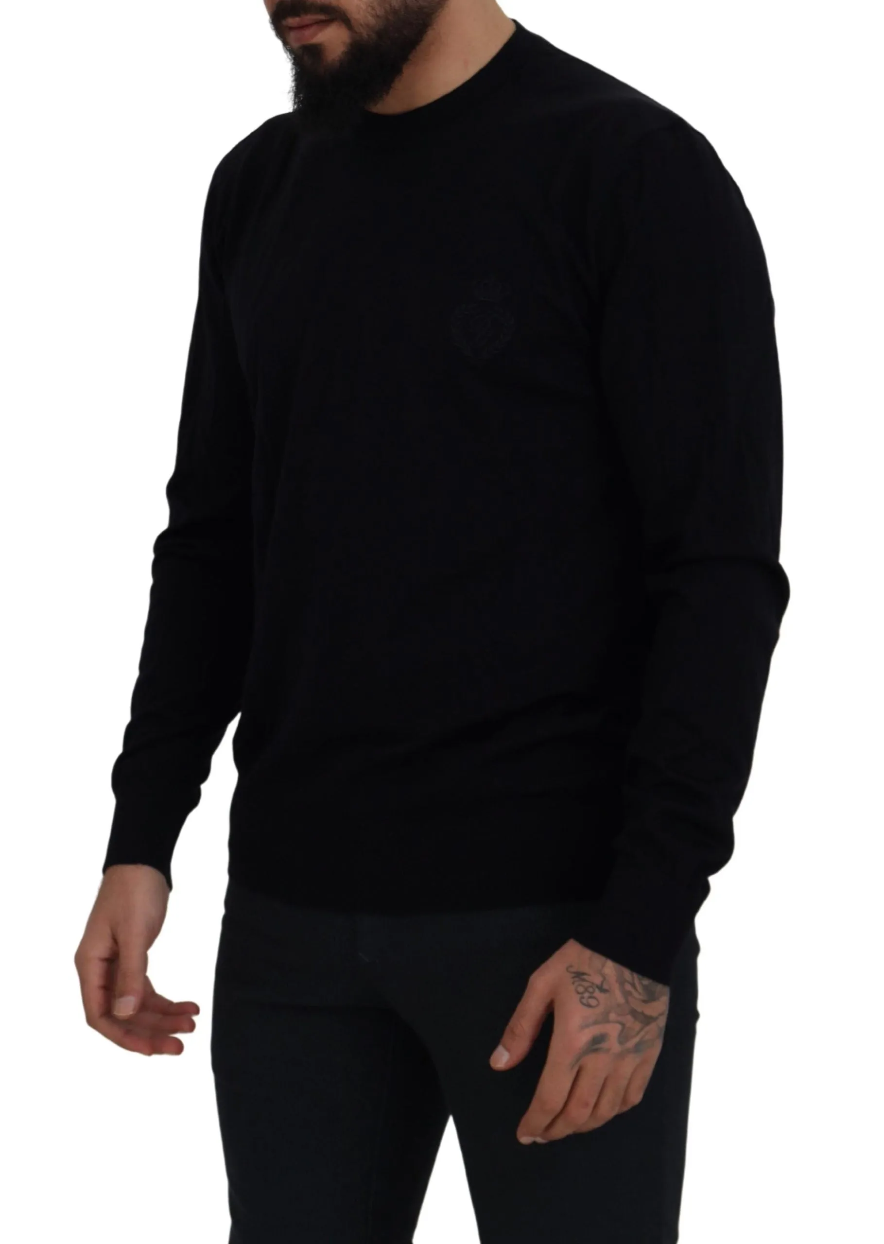 Elegant Black Virgin Wool Pullover Sweater sold by Louxly product image thumbnail 2
