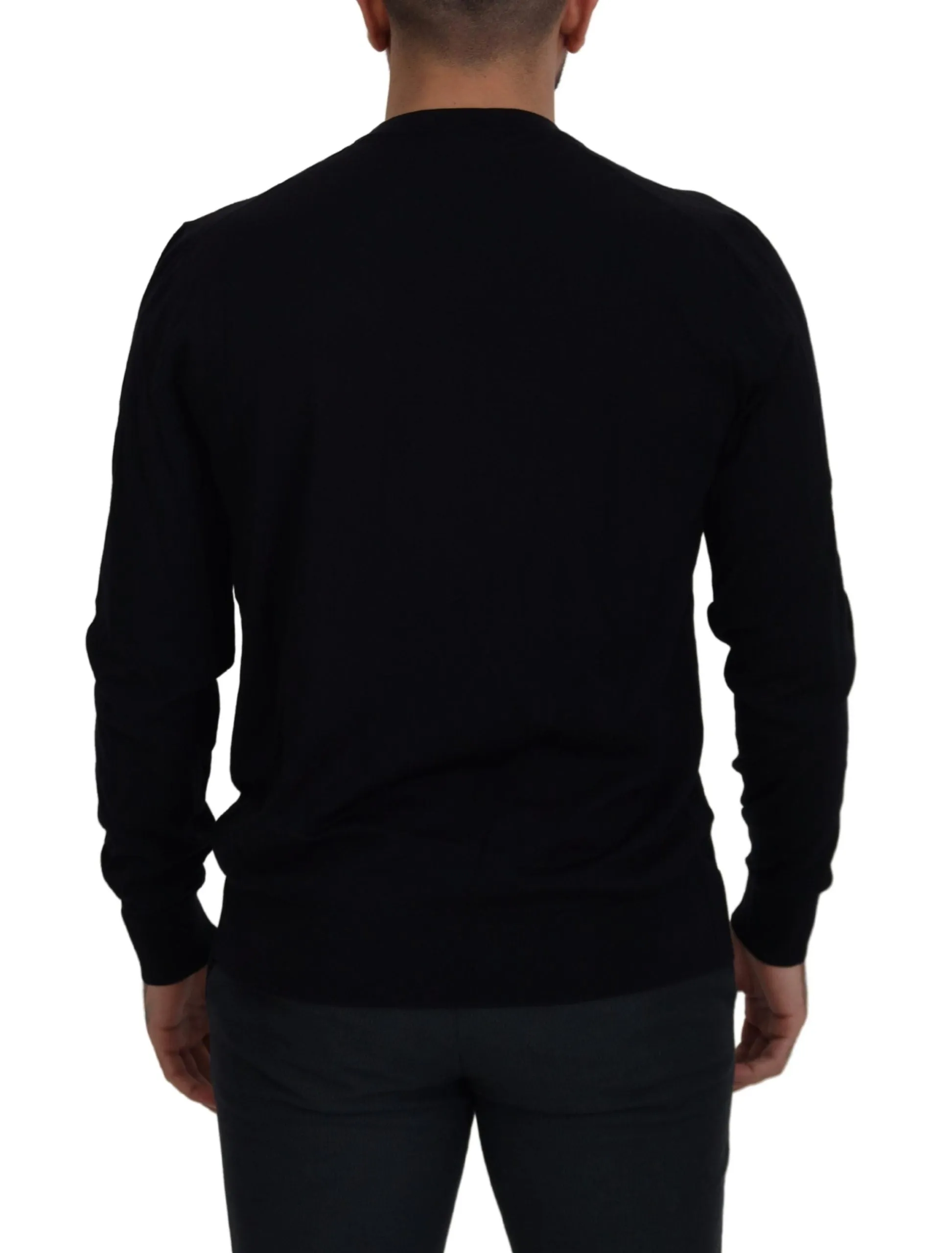 Elegant Black Virgin Wool Pullover Sweater sold by Louxly product image thumbnail 3