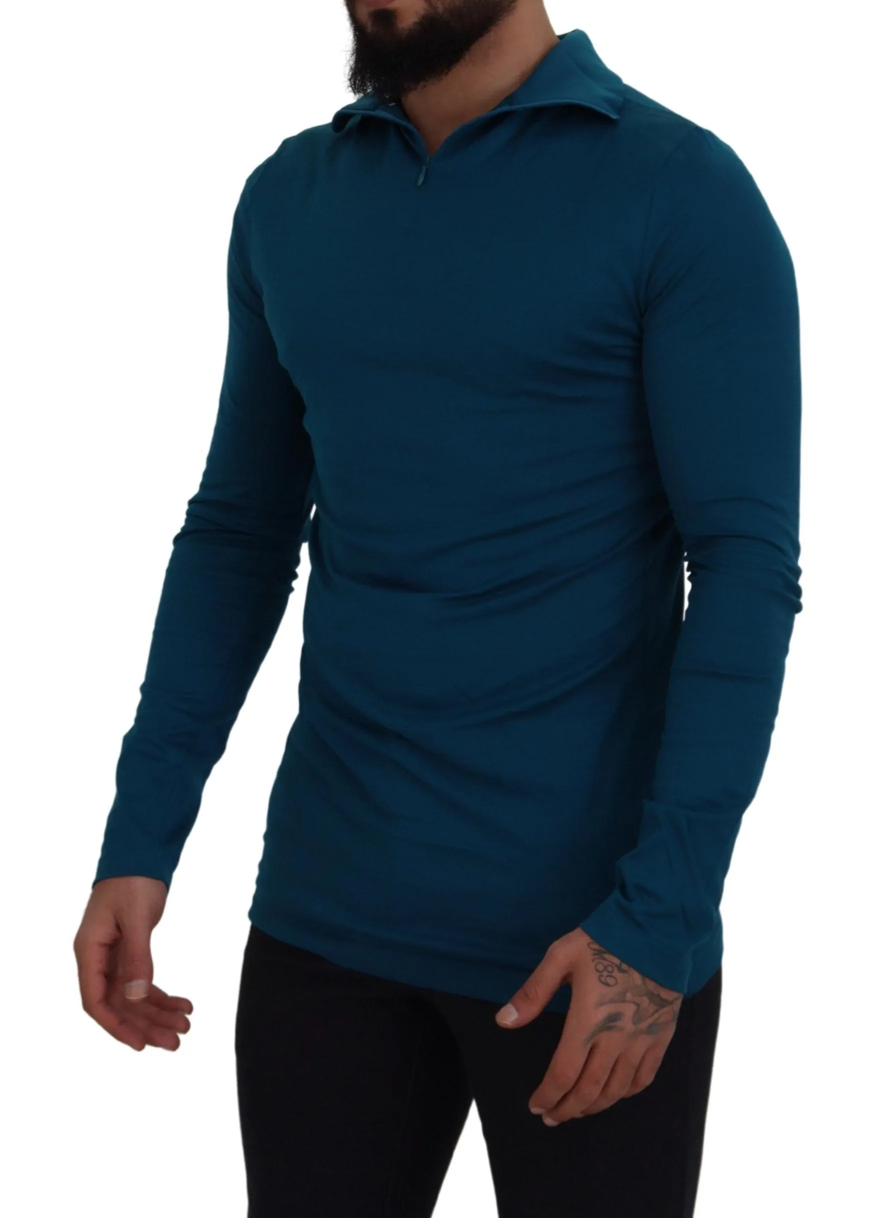 Elegant Blue Cotton Pullover Sweater sold by Louxly product image thumbnail 2