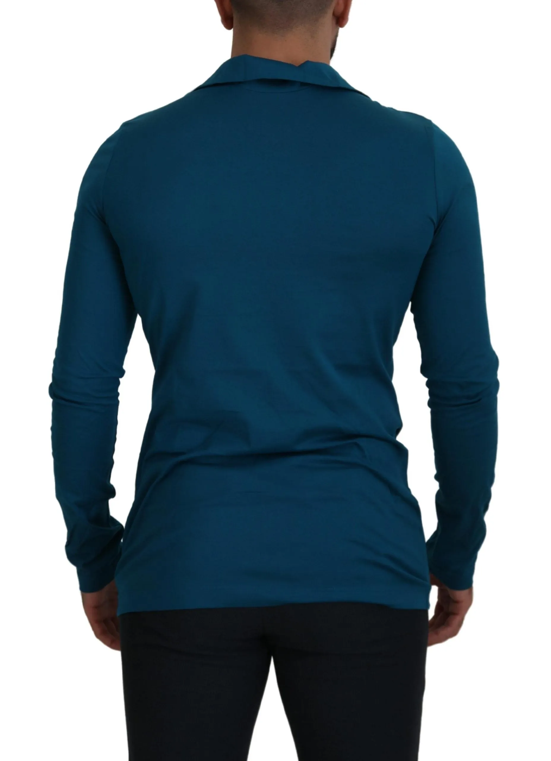 Elegant Blue Cotton Pullover Sweater sold by Louxly product image thumbnail 3