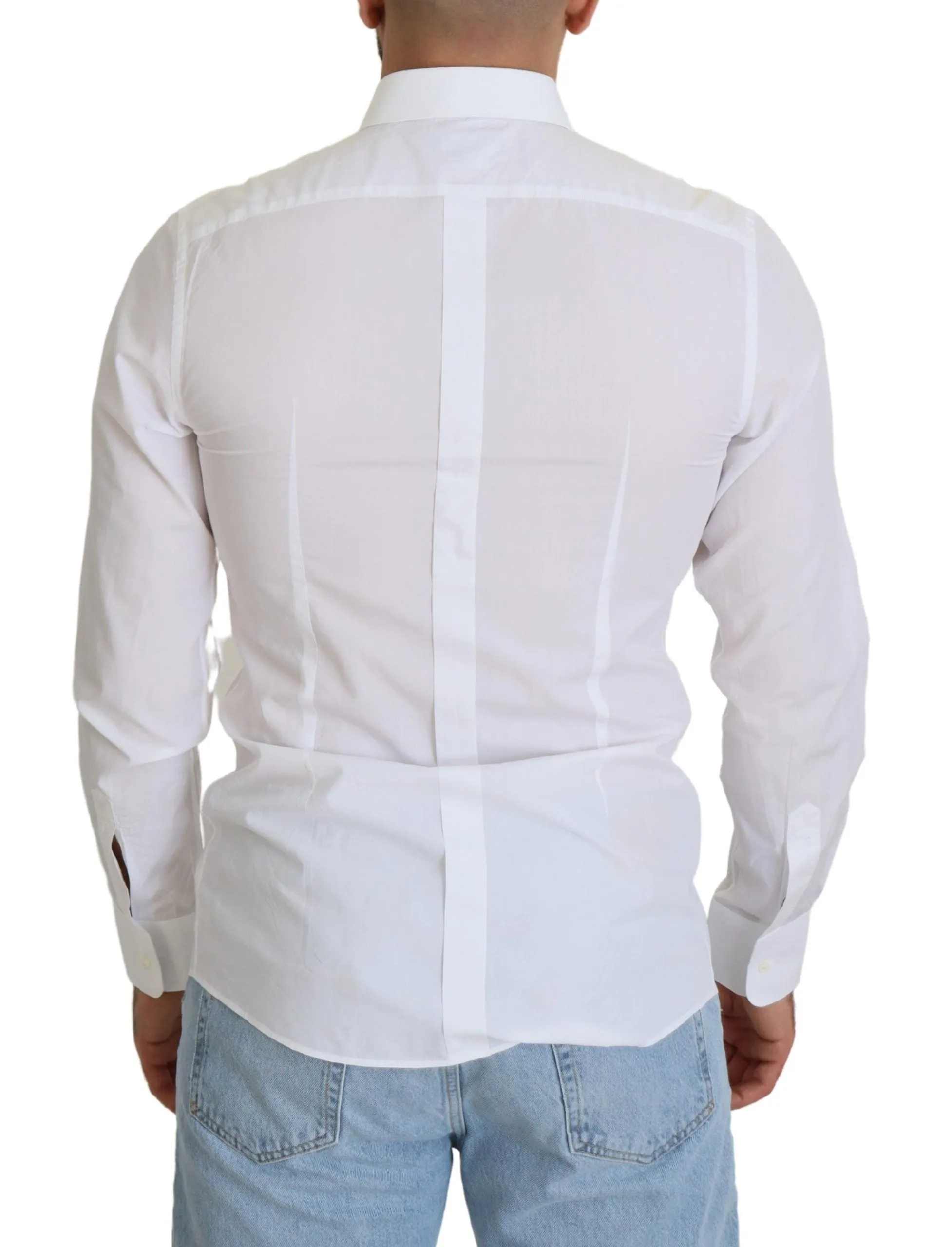 Elegant White Cotton Poplin Slim Fit Shirt sold by Louxly product image thumbnail 3
