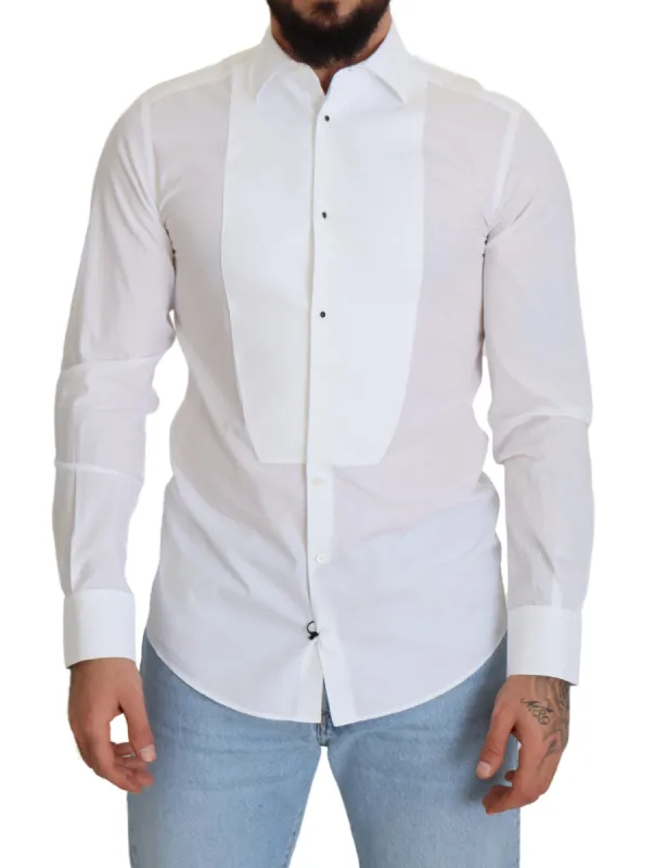 Elegant White Cotton Poplin Slim Fit Shirt sold by Louxly