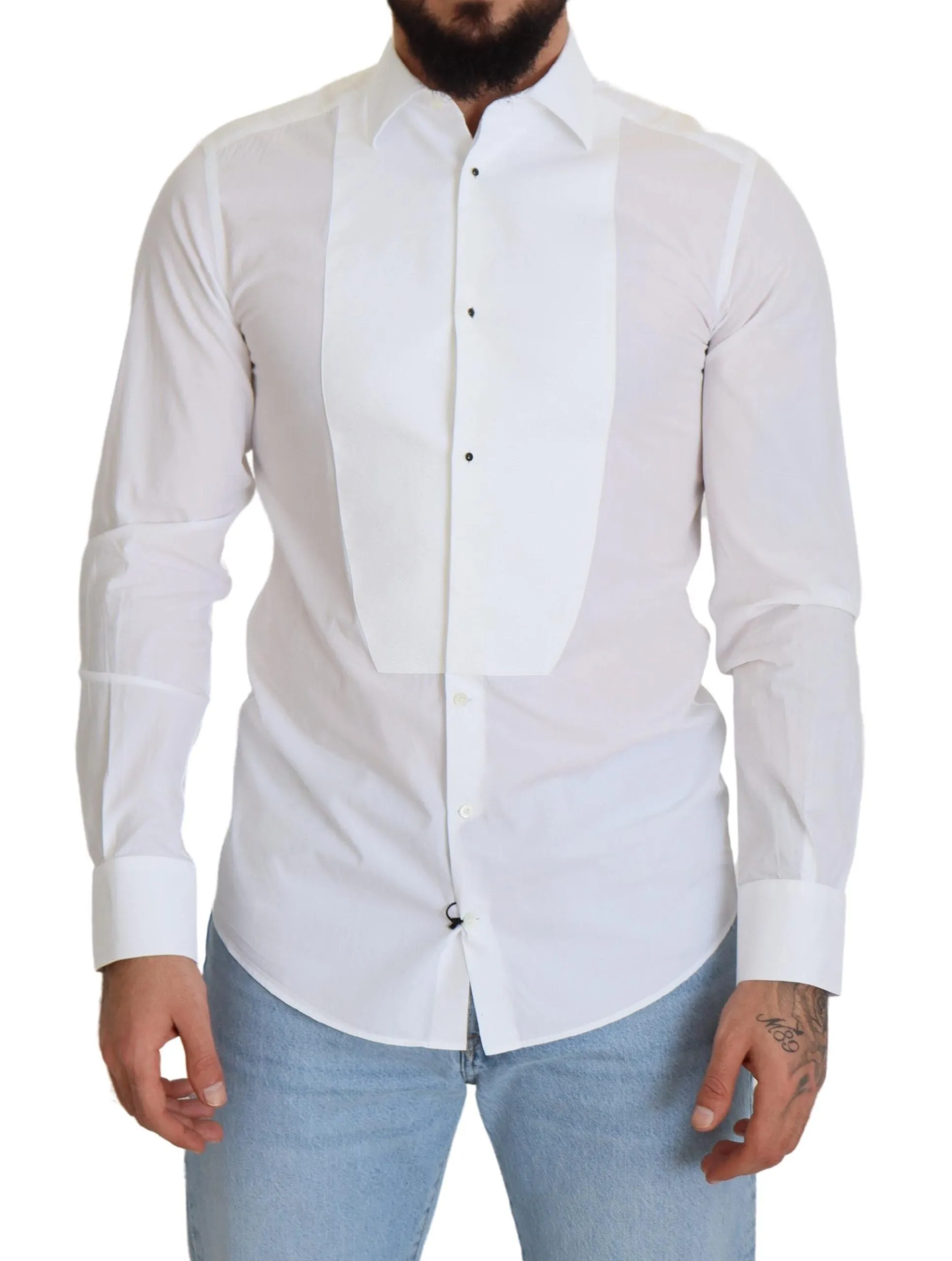 Elegant White Cotton Poplin Slim Fit Shirt sold by Louxly