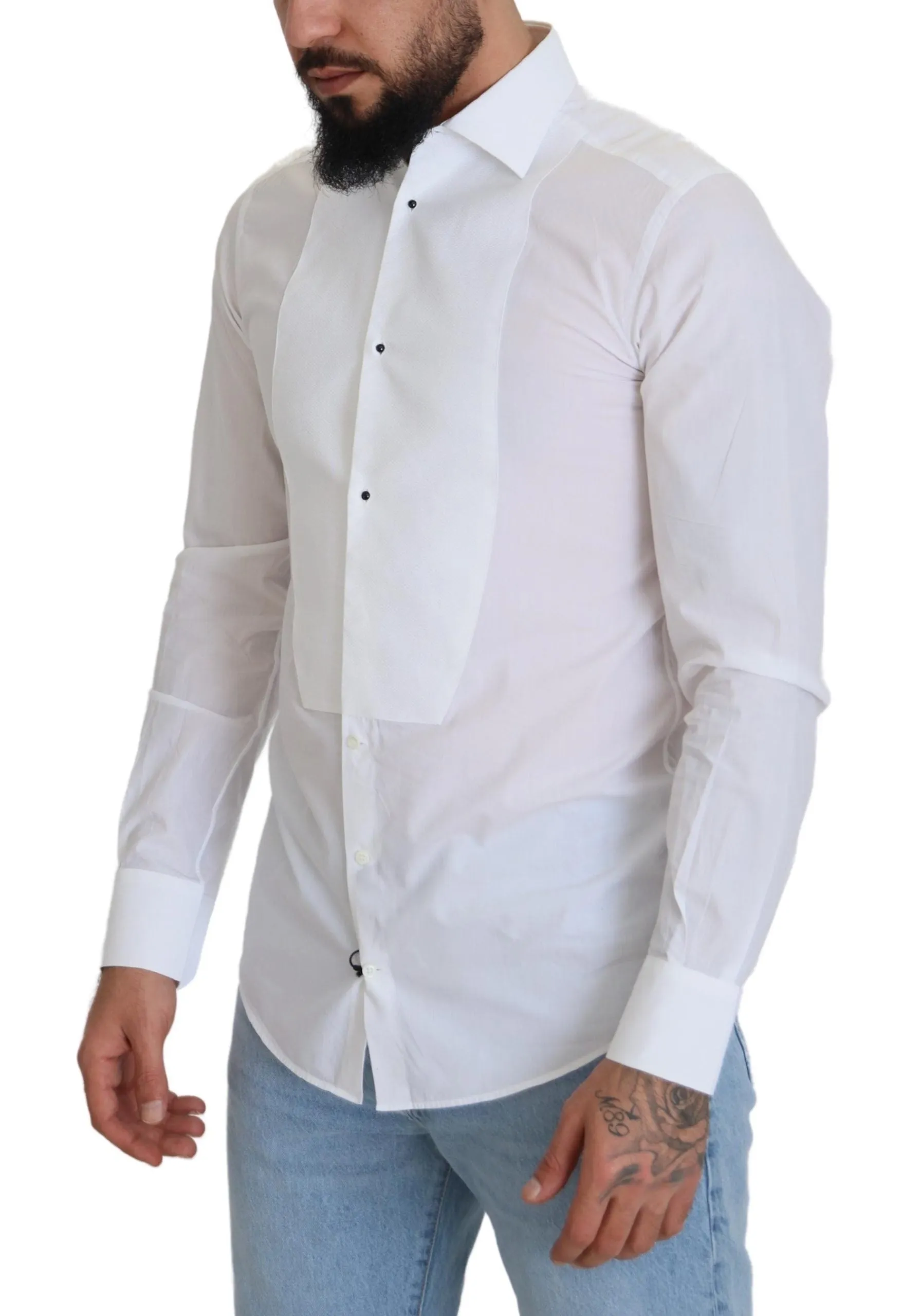 Elegant White Cotton Poplin Slim Fit Shirt sold by Louxly product image thumbnail 2