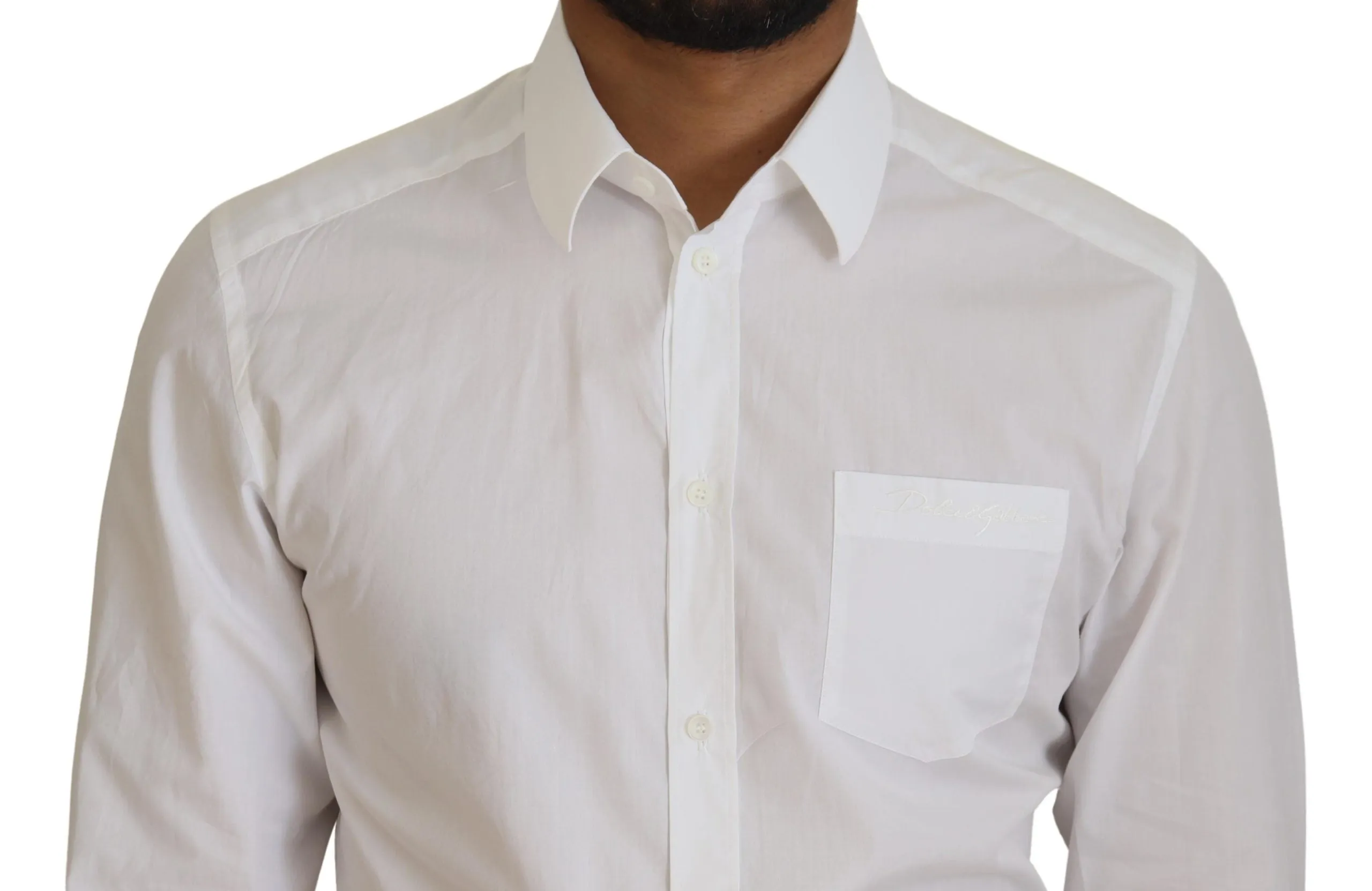 Elegant White Slim Fit Dress Shirt sold by Louxly product image thumbnail 4