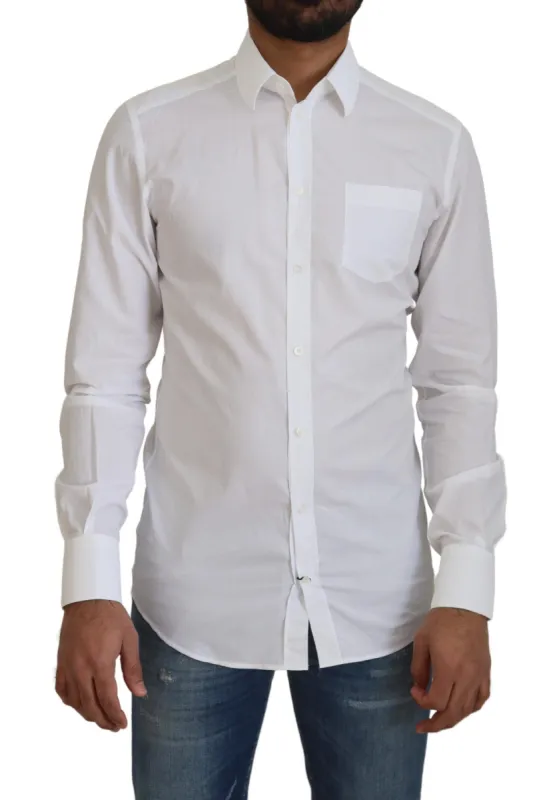 Elegant White Slim Fit Dress Shirt sold by Louxly