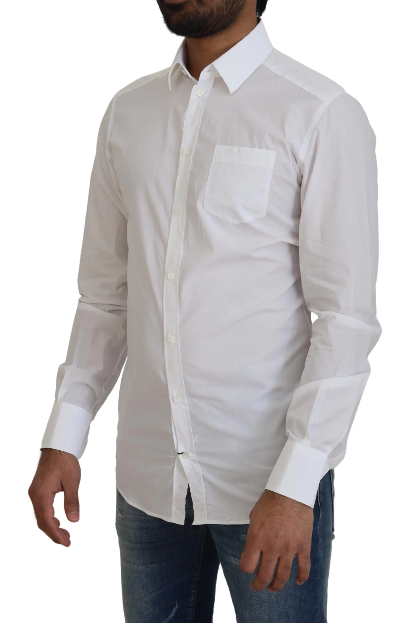 Elegant White Slim Fit Dress Shirt sold by Louxly product image thumbnail 2