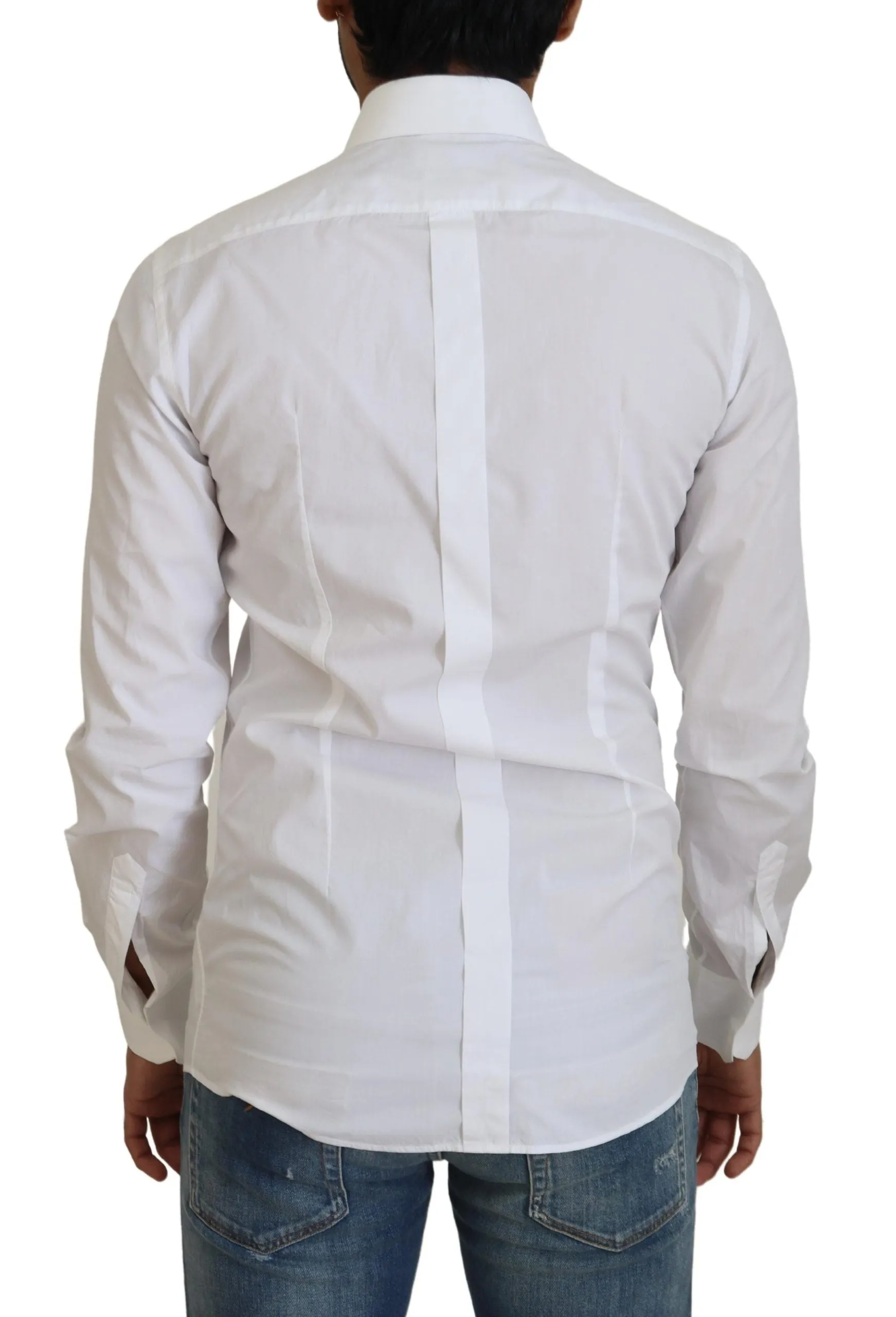 Elegant White Slim Fit Dress Shirt sold by Louxly product image thumbnail 3