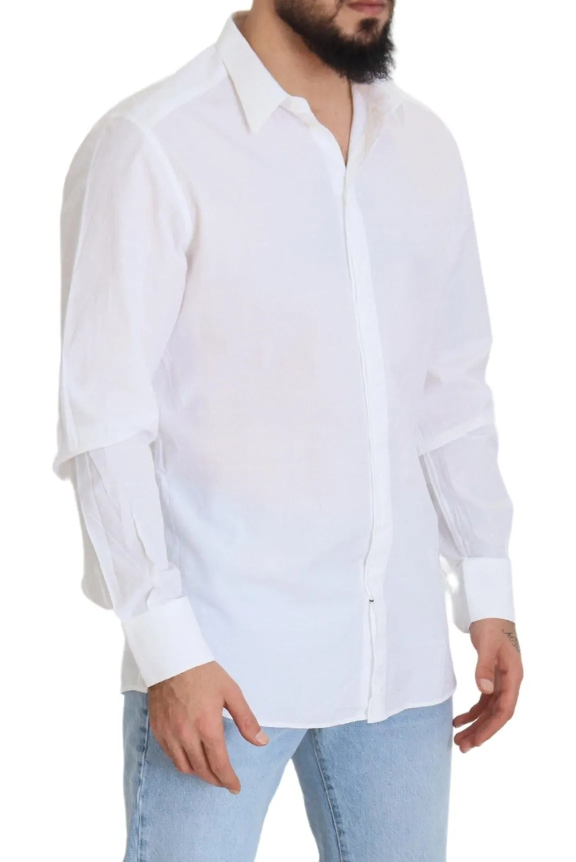 Elegance Reimagined White Cotton Dress Shirt sold by Louxly product image thumbnail 5