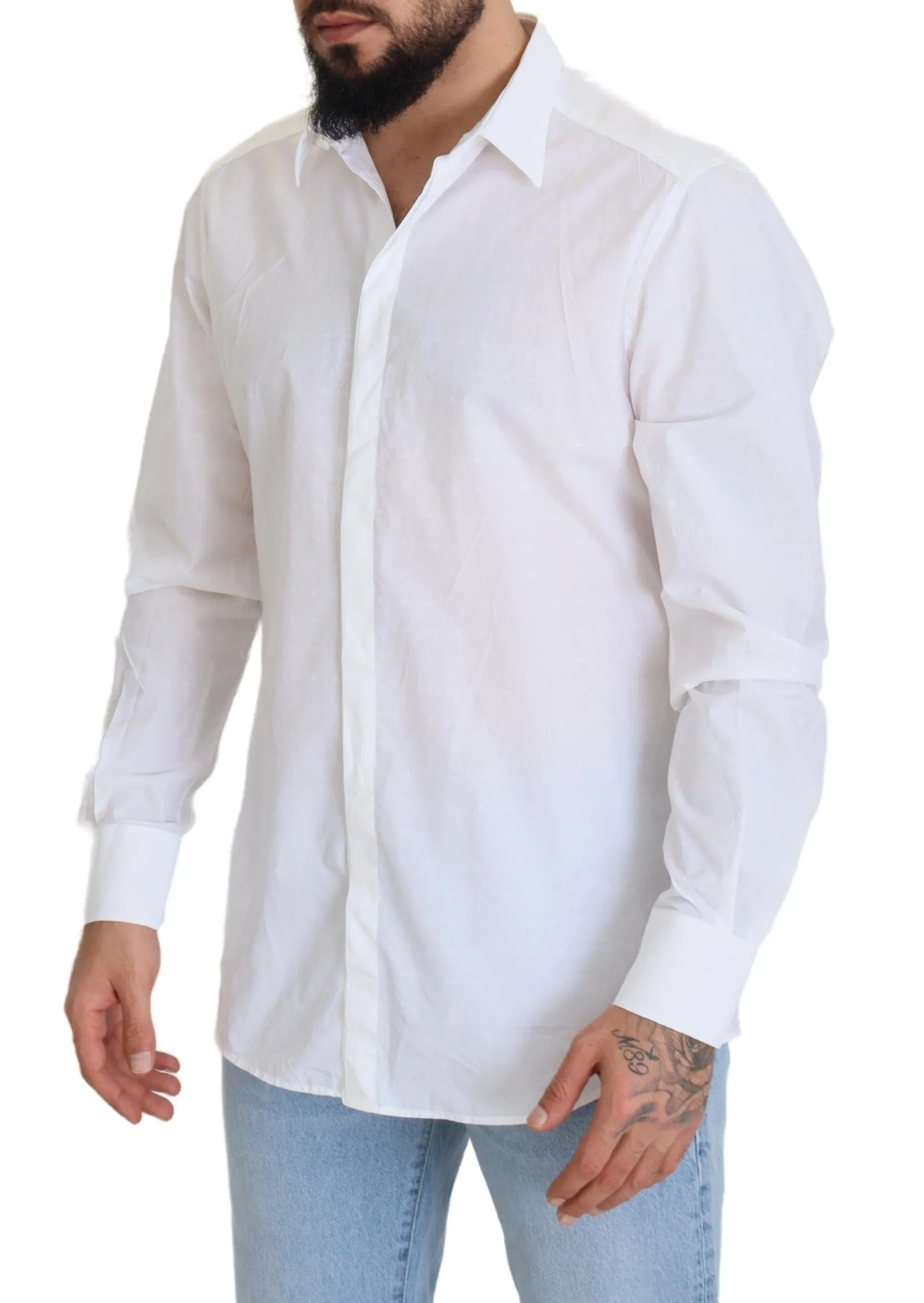 Elegance Reimagined White Cotton Dress Shirt sold by Louxly product image thumbnail 2