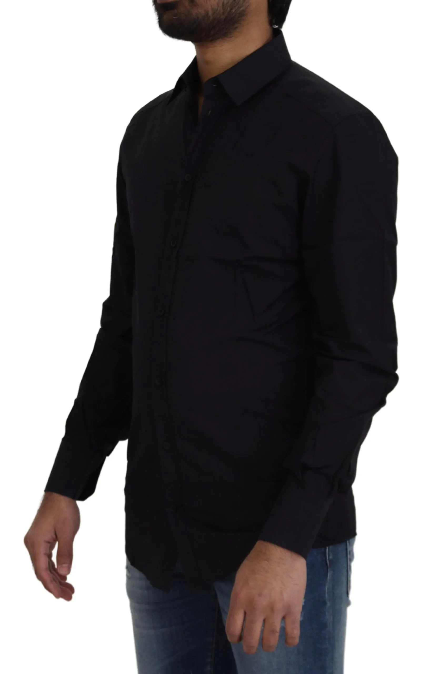 Chic Black Cotton Dress Shirt sold by Louxly product image thumbnail 2