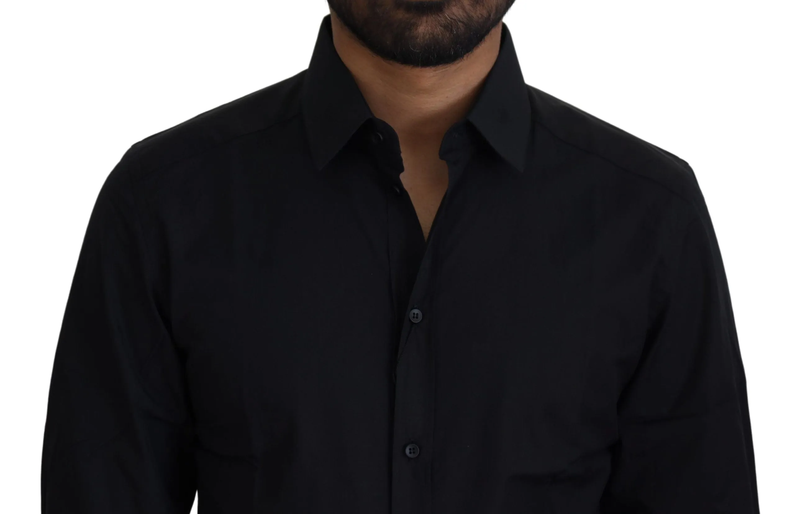 Chic Black Cotton Dress Shirt sold by Louxly product image thumbnail 4