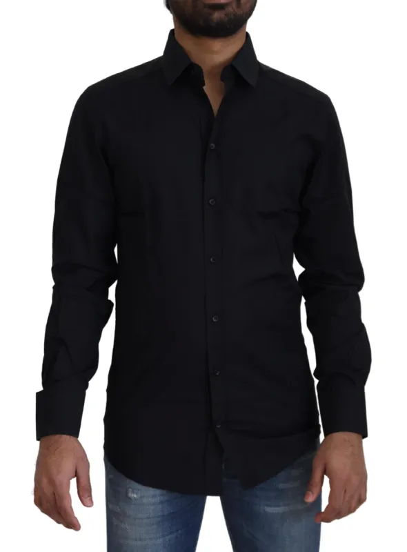 Chic Black Cotton Dress Shirt sold by Louxly