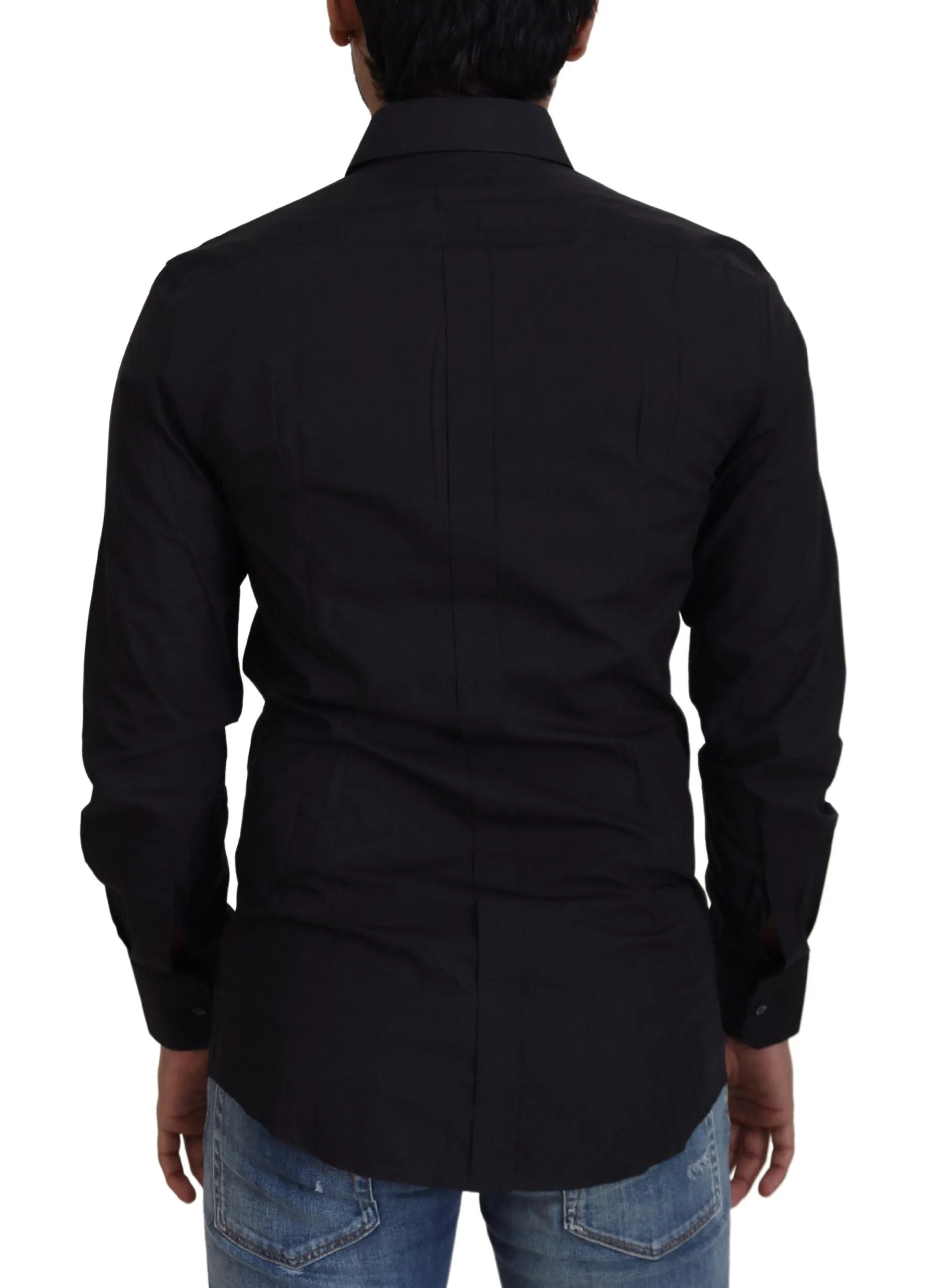 Elegant Slim Fit Black Cotton Dress Shirt sold by Louxly product image thumbnail 3