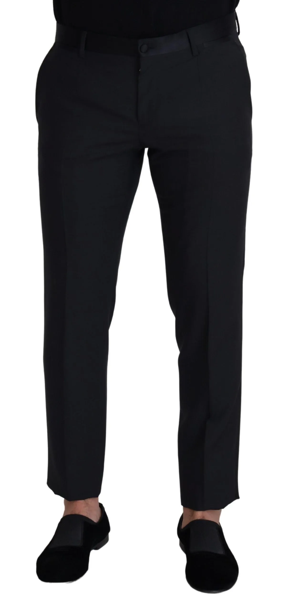 Elegant Black Wool Blend Trousers sold by Louxly
