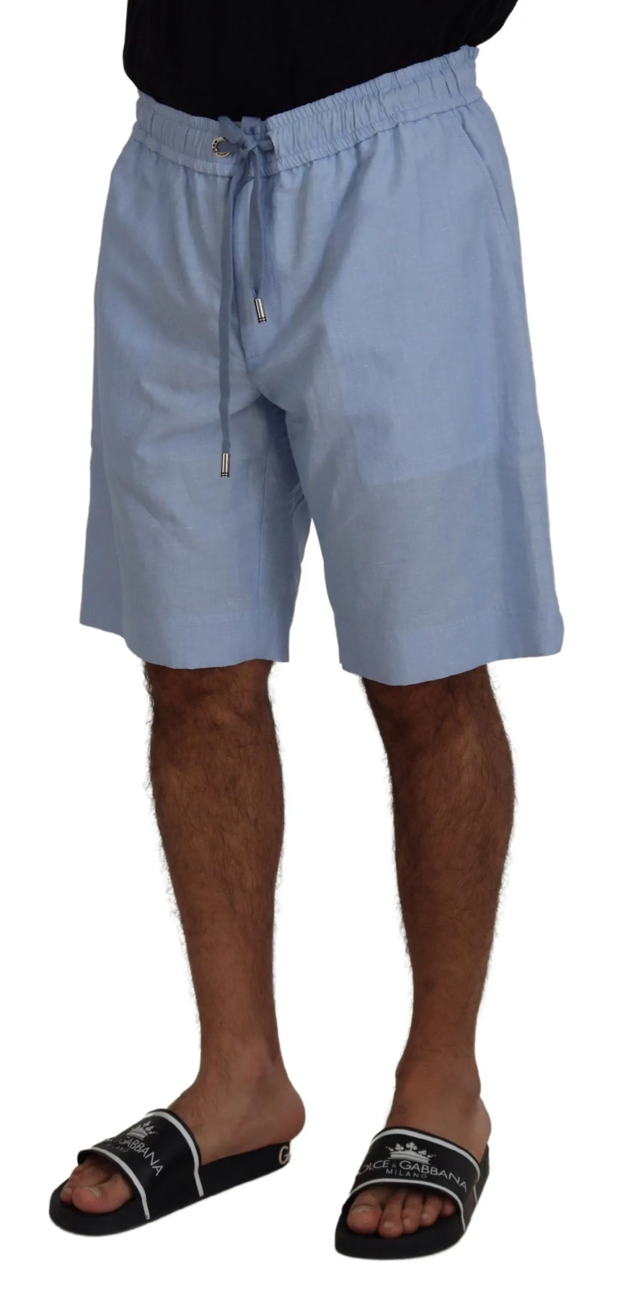 Elegant Light Blue Linen-Cotton Summer Shorts sold by Louxly product image thumbnail 2