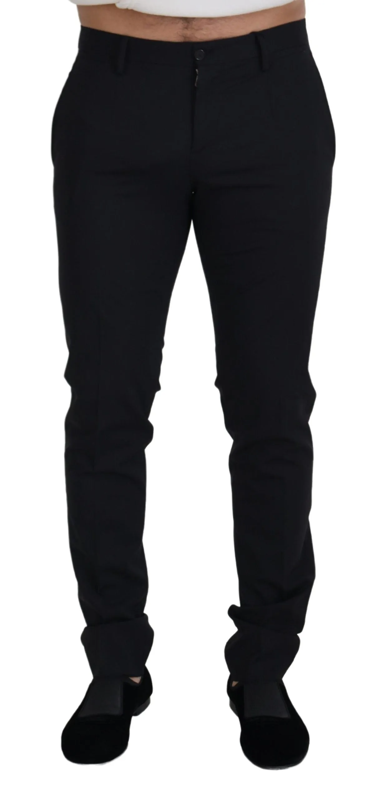 Elegant Black Wool Blend Trousers sold by Louxly
