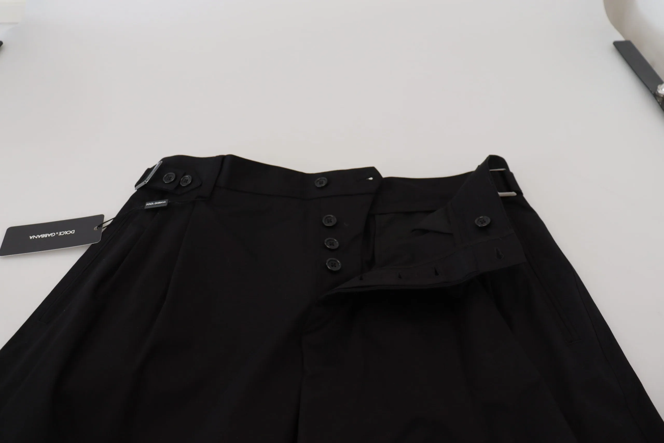 Sleek Black Italian Designer Pants with Side Buckle sold by Louxly product image thumbnail 4