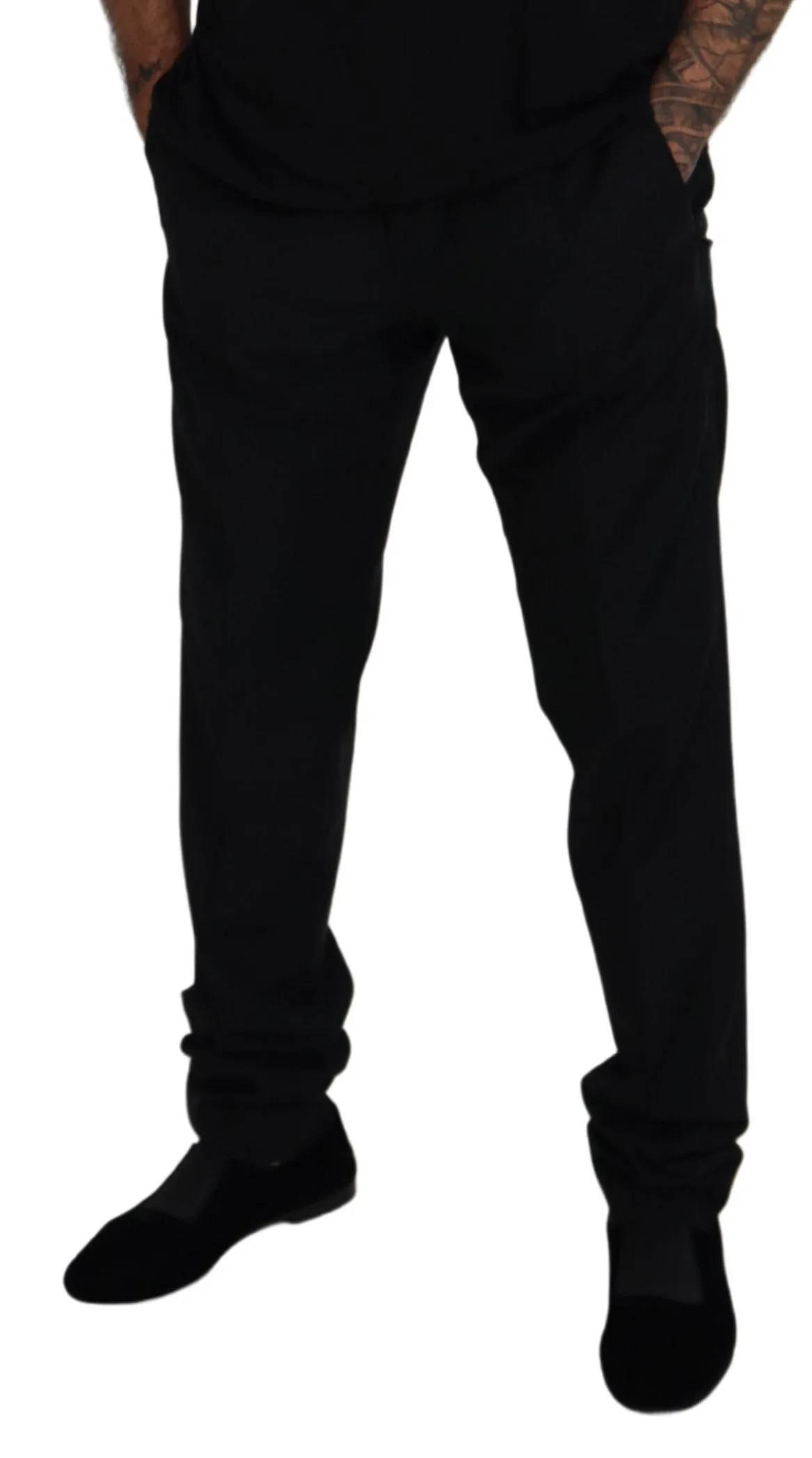 Elegant Black Virgin Wool Blend Trousers sold by Louxly product image thumbnail 4