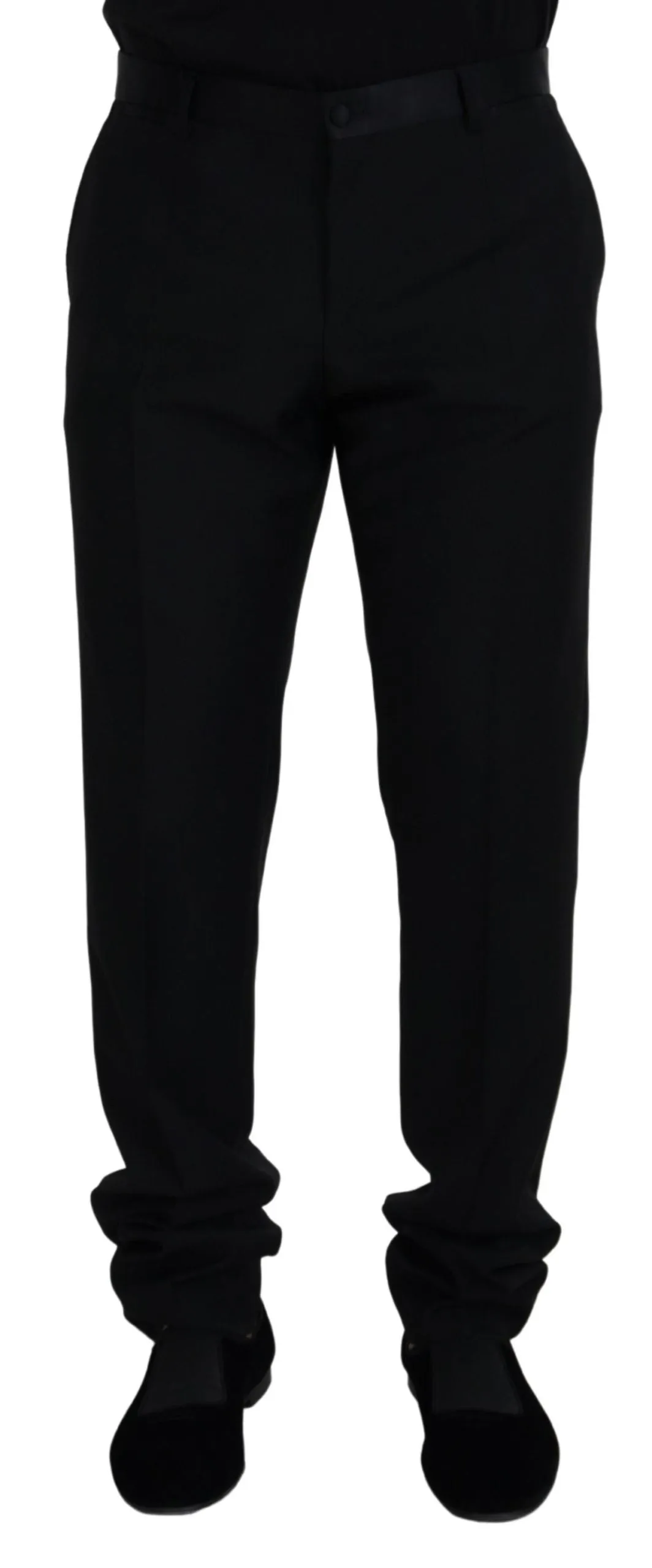 Elegant Black Virgin Wool Blend Trousers sold by Louxly