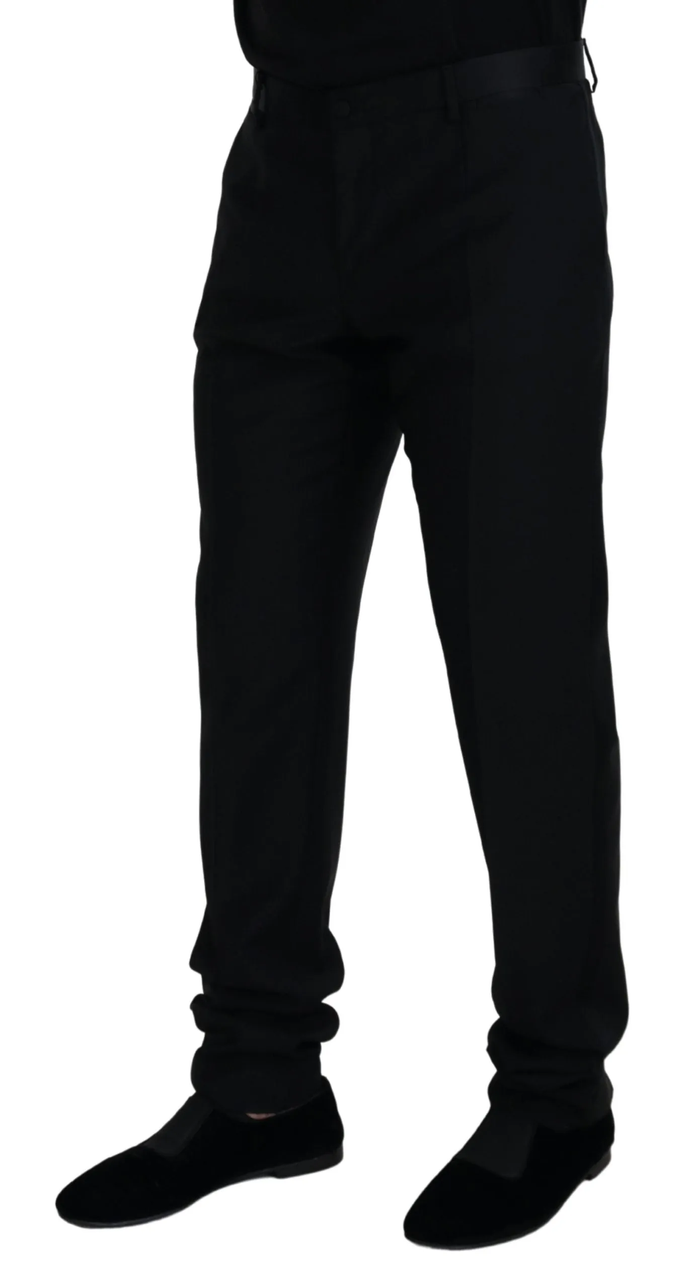 Elegant Black Virgin Wool Blend Trousers sold by Louxly product image thumbnail 2