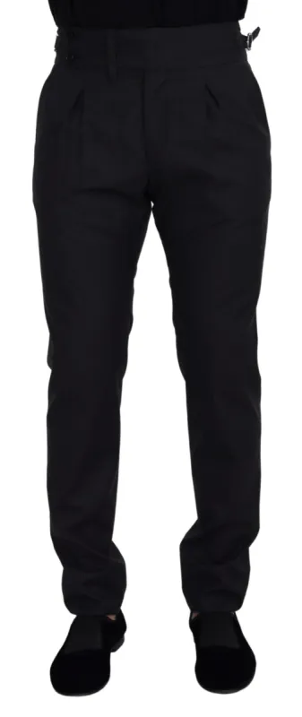 Elegant Dark Grey Wool Silk Pants sold by Louxly
