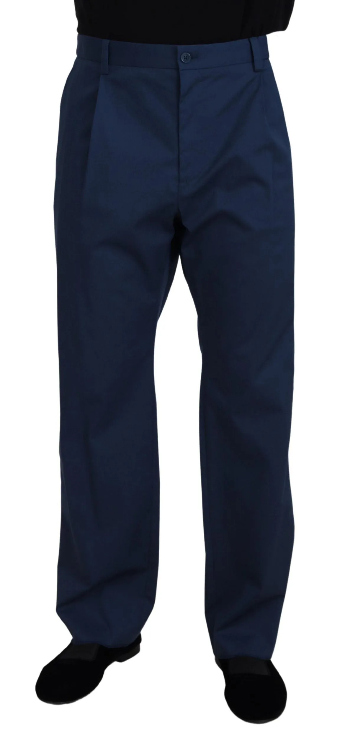 Elegant Blue Cotton Blend Pants for Men sold by Louxly