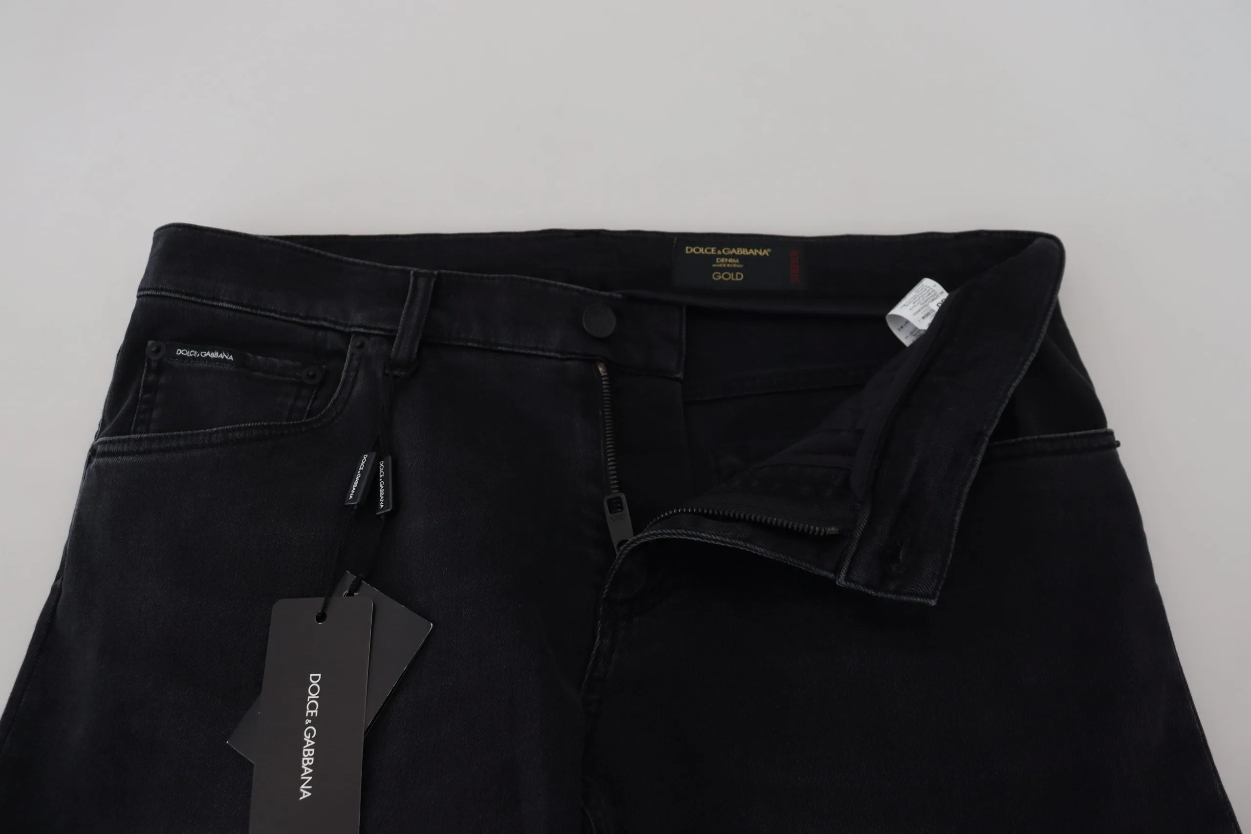Sleek Black Cotton Blend Denim Pants sold by Louxly product image thumbnail 5